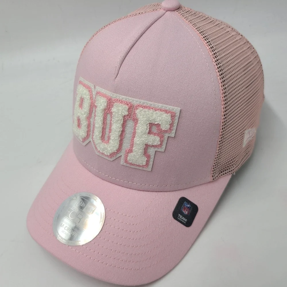 Women Buffalo Bills Hat Snapback Trucker Mesh New Era 9Forty Pink White M-Crown